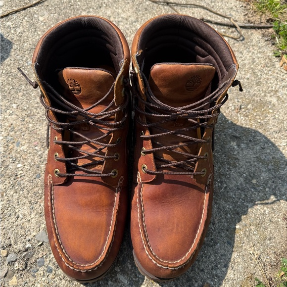Timberland Brown Leather Moc-Toe Boots - Picture 1 of 4